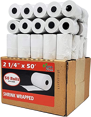 (1000 Rolls) 2 1/4 x 50 Thermal Paper Receipt Rolls 55 GSM Premium Quality German Paper fits all Credit Card Terminals VX520, ICT220 ICT250 BPA Free from BuyRegisterRolls - size: 20 Cases - 1000 Rolls, style: 2 1/4" x 50' Thermal