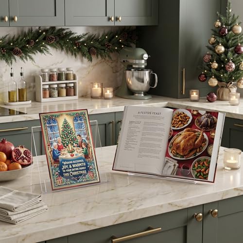 MyGift Modern 4 mm Premium Clear Acrylic Cookbook Holder, Recipe Book Stand, Magazine Display Rack, Set of 2 - size: 2 Stands