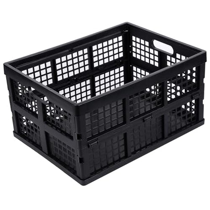 Aebeky 3-Pack Plastic Collapsible Storage Crates-30L,Foldable Plastic Crates for Storage (Black) - color: Black