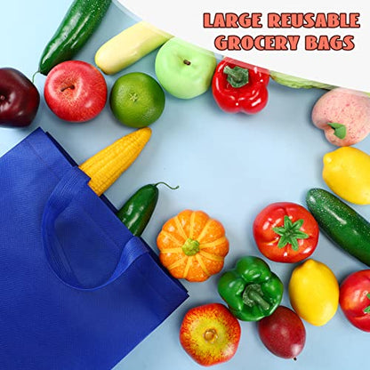 Amylove 80 Pcs Non Woven Tote Bags Bulk Large Reusable Gift Bag Reusable Grocery Bags, 15 x 11. 8 x 4 Inches - color: Multicolor