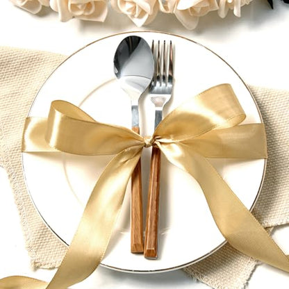 Champagne Gold Satin Ribbon 1 Inch x 100 Yards - color: Champagne Gold