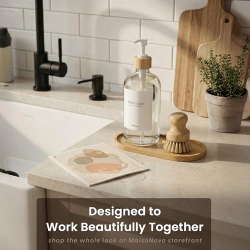 Maisonovo Dish Soap Dispenser - Clear Soap Dispenser White Bamboo Pumps - color: Clear White