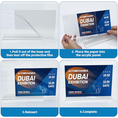Acrylic Sign Holder 11 x 8.5 , 6 Pack Clear Menu Stand, Double-Sided Clear Sign Holder, Vertical Plastic Stands for Display, Stand up Table Top Frame Paper Holder for Office Business Store Restaurants