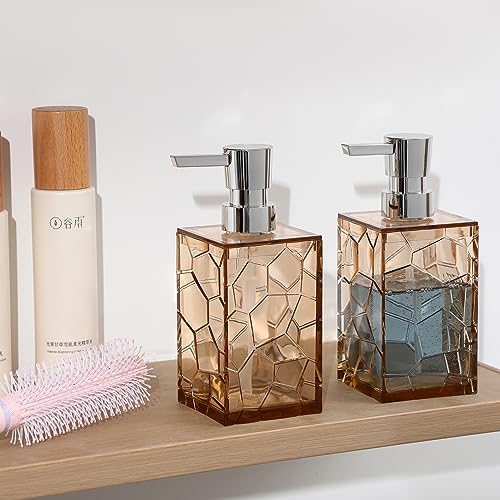 Clear Acrylic Pump Bottle Refillable Lotion Soap Dispenser 10oz Light Brown - color: Clear Light Brown, size: 1 Pack
