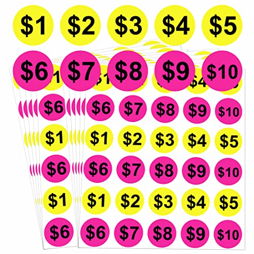 Pre-Printed Garage Sale Price Stickers 1 Inch for Yard Sale Flea Market