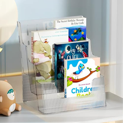 Gagee Brochure Display Stand or Wall Mount 8.5 x 11 inch,3 Tier Magazine Holder,Clear Stands for Display Literature,Brochures,Pamphlet,Flyer,Paper Document - size: 1 Pack