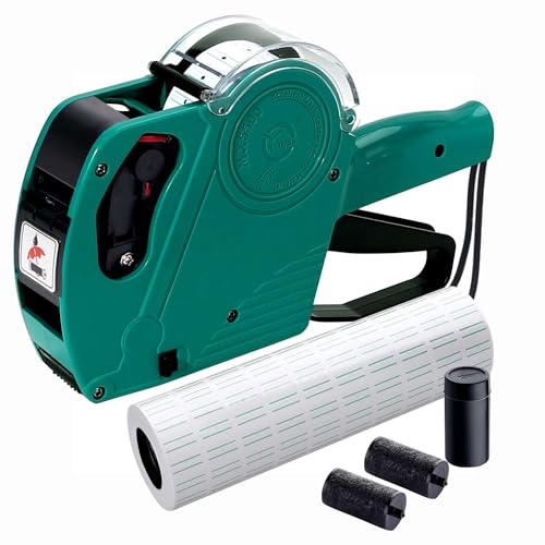 MX5500 Pricing Tag Gun with 5500 pcs Sticker Labels & 3Extra Inker, 8 Digits Tag Maker for Retail Shop, Grocery Store (Green) - color: Green