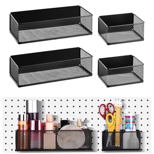 Tioncy 4 Pcs Magnetic Storage Bin Magnetic Locker Organizer for Pegboard Refrigerator Shelves Basket Container Wire Storage Holder for Kitchen Home Whiteboard(Black,10.6''l, 6.2''l) - size: 10.6''L, 6.2''L