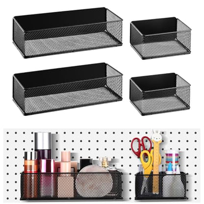 Tioncy 4 Pcs Magnetic Storage Bin Magnetic Locker Organizer for Pegboard Refrigerator Shelves Basket Container Wire Storage Holder for Kitchen Home Whiteboard(Black,10.6''l, 6.2''l) - size: 10.6''L, 6.2''L