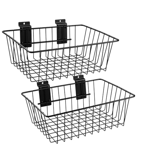 Polmart Slatwall Basket, Black (11¾" x 7⅞", 2-Pack)