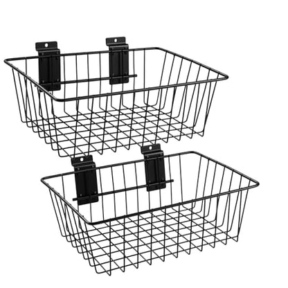 Polmart Slatwall Basket, Black (11¾" x 7⅞", 2-Pack)
