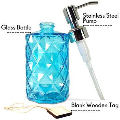 JASAI 12 Oz Diamond Design Soap Dispenser with Rust Proof Soap Pump - color: Blue