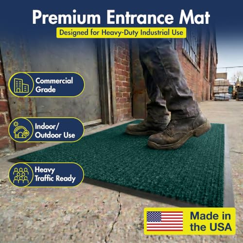 Notrax 109 Industrial Door Mat, 3' x 4' Green, Made in the USA - color: Hunter Green, size: 3' x 4' (Rectangular)