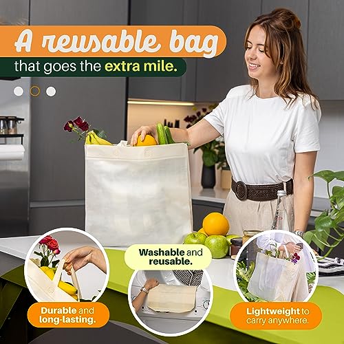 Simply Cool 200 Pack Reusable Grocery Bags, Large Tote Bags Bulk, Cream - color: Cream, size: 200 Pack - Large Bags