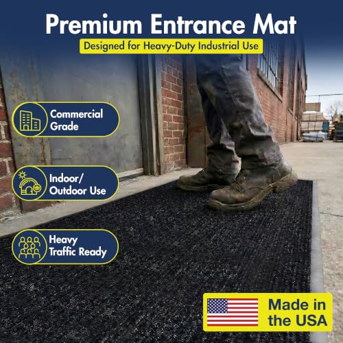 Notrax 109 Industrial Door Mat, 3' x 6' Charcoal, Made in the USA - color: Charcoal, size: 3' x 6' (Rectangular)
