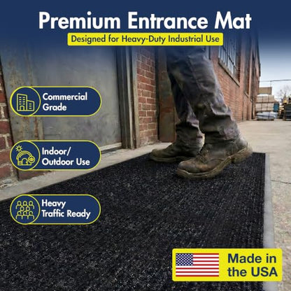 Notrax 109 Industrial Door Mat, 3' x 6' Charcoal, Made in the USA - color: Charcoal, size: 3' x 6' (Rectangular)