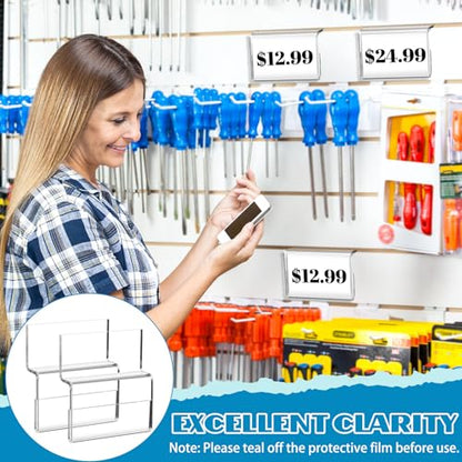 Kathfly 12 Pack Clear Acrylic Slatwall Sign Holder 3.5" x 2" Label Display