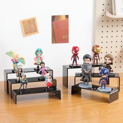ANDGOO 6 Pcs Acrylic Display Risers, 2 Set(7.9”L-8.3”L-8.7”L), Black - color: Black, size: 6Pcs (7.9”L~8.3”L~8.7”L)