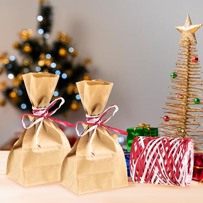 G2PLUS 525Ft Christmas Raffia Ribbon, 2 Color Packing Paper String - color: Red White, size: 525 Ft