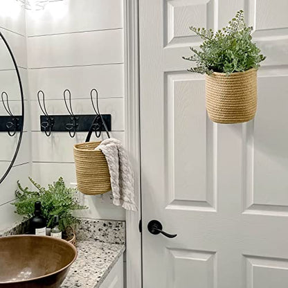 Goodpick 2 Pack Jute Wall Hanging Storage Baskets, Over Door Organizer - color: Jute