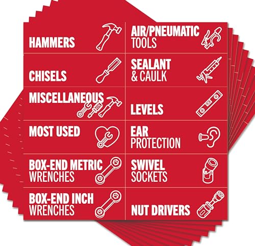 Red Magnetic Tool Box Labels, Toolbox Organization Magnets - color: Red, size: 3.125 x 1.0 Inches