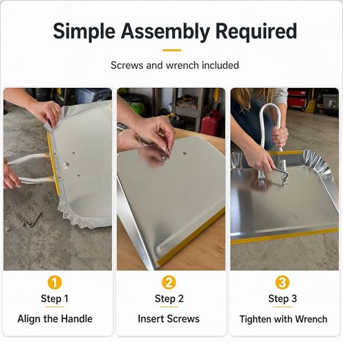 17" Heavy Duty Metal Dust Pan with Brush Set - size: 1 Count (Pack of 1) with Brush