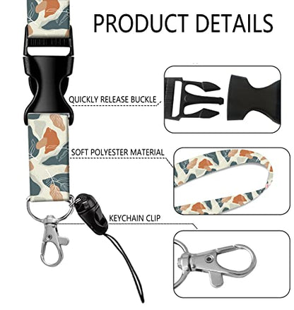 BLOCIT ID Badge Holder with Lanyard - Fashionable ID Card Holders with Retractable Lanyards - Soft Fiber Metal Clip Sturdy Buckle for Key Wallet - Work Nurse Teacher (Desert Leaf) - color: Desert Leaf