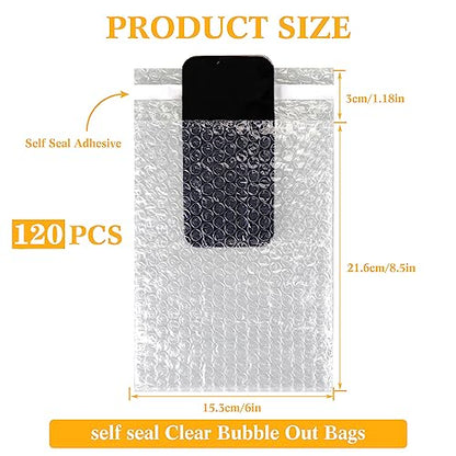 Perkoop Bubble Bags Double Bubble Pouches, 6 x 8.5 Inch, 120 Pcs - size: 6 x 8.5 Inch