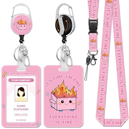Hancynir Dumpster on Fire Lanyards for Id Badges with Retractable Reel Clip - color: Dumpster on Fire Cute