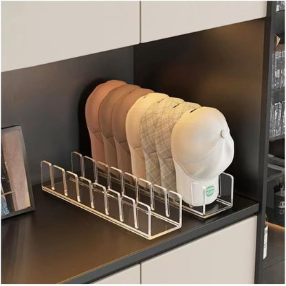 Acrylic Baseball Cap Organizer Rack 4-Pack - Holds 28 Hats, No Install Space Saving Display Stand for Closet, Bedroom, Entryway (Clear) - size: 4pack