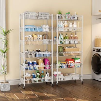 SINGAYE 6 Tier Shelf Wire Shelving Adjustable Storage Shelves Basket Rack - color: White, size: 6-Tier[30"Dx13.5"Wx65"H]