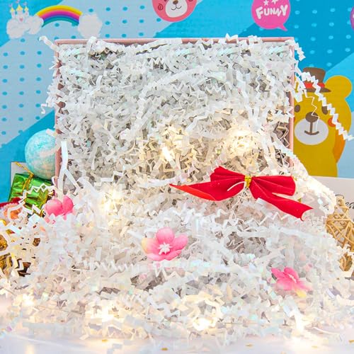 Caleihd Crinkle Cut Paper Shred Filler Gift Cushion Streamer Diamond White - color: Diamond White