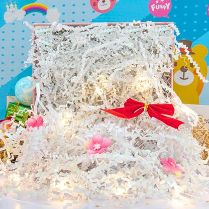 Caleihd Crinkle Cut Paper Shred Filler Gift Cushion Streamer Diamond White - color: Diamond White