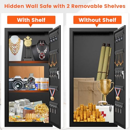 29.53" Tall Wall Safe [ 33% Larger Capacity ] with 2 Removable Shelf & Lock - color: Black, size: 29.53" Tall