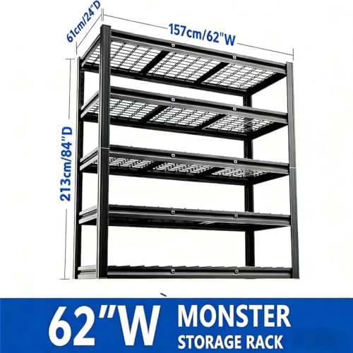 Garage Shelving , Heavy Duty Storage Shelves Metal Shelf Unit (84H*62W*24D) - size: 84"H x 62"W x 24"D