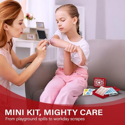EVERLIT Pocket-Aid Mini First Aid Kit | Compact, Portable Hard-Shell Cases of 50 Items | Cuts, Scrapes, Wound Care Essentials for Travel, Outdoor, School, Camping, Home, Office (48 Packs | 2400 Pcs) - size: 48 Packs | 2400 Pcs