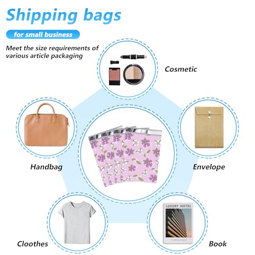 Poly Mailer 10x13 Inch 25 Pcs, Shipping Bags for Clothing - color: Purple Flowers, size: 10x13 Inch 25Pcs