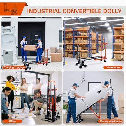 3 in 1 Stair Climbing Dolly Cart with Wheels,1000LBS(Orange) - color: Orange