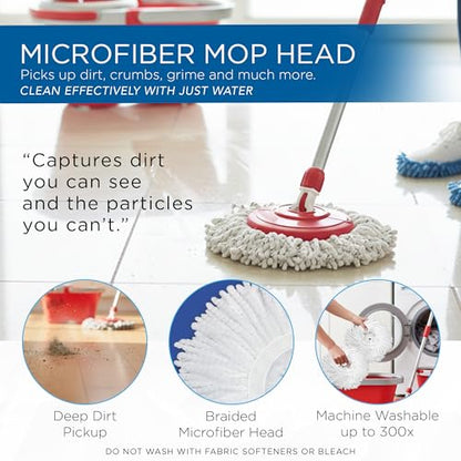 Revolution Deluxe Spin Mop & Bucket, w/ 3 Microfiber Washable Heads, 1 Pair Microfiber Mop Slippers, Fast Dry, Deep Clean Floors & Hands-Free Wringer, Easy Spin Dry, No Exhaustive Foot Pedal, LOLA