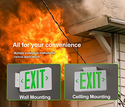 4 Pack LED Emergency Exit Sign, Universal Mount OSHA Compliant - color: Green, size: 4 Pack