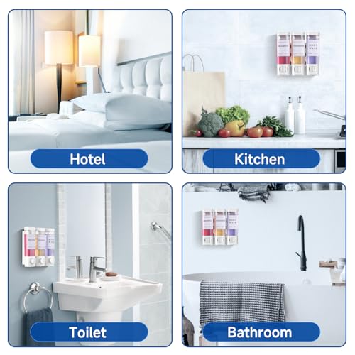 Shower Soap Dispenser Wall Mounted No Drill Shampoo Dispenser for Shower Wall Shampoo and Conditioner Dispenser Bathroom Hotel 3 * 350ml White with 3 Labels - color: White 3