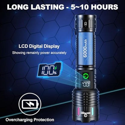 Esgreen Super Bright LED Rechargeable Flashlight High Lumen 100000 – 2-Mode - size: 1 Pack - Medium