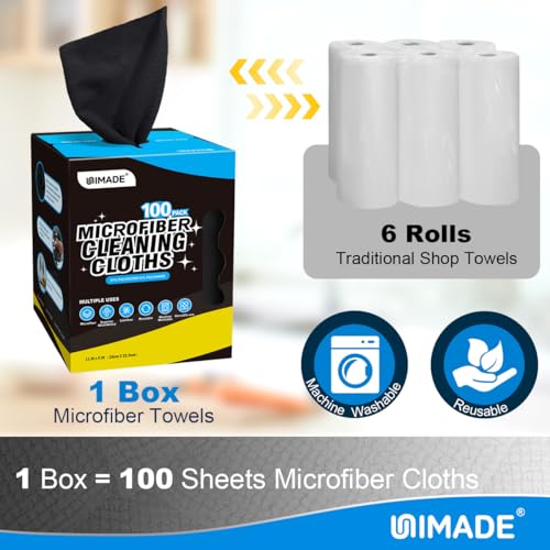 UNIMADE Microfiber Cleaning Cloth, 100 Sheets Microfiber Towels for Cars - color: Black