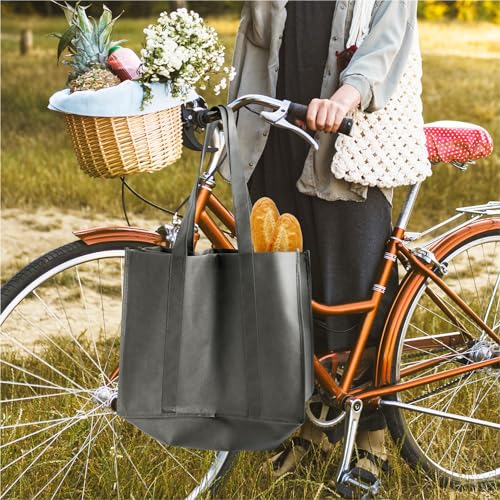 LadyRosian Reusable Grocery Bags Extra Large Foldable Shopping Bags 10 Pack Heavy Duty Kitchen Tote Bags with Handle Can Hold 45+lbs, Stands Upright, Foldable & Washable (Grey) - color: Grey