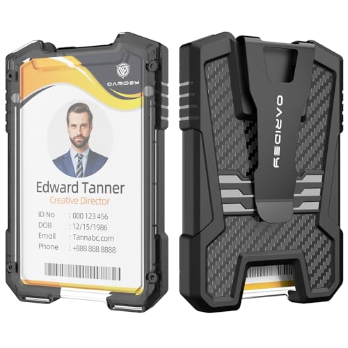 Oaridey Carbon Fiber Badge Holder/ID Card Holder with Manganese Steel Clip - color: Black&carbon Fiber