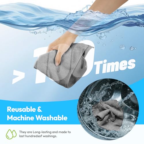 Microfiber Cleaning Cloth, Gray, 12 Pack, 12" x 12" - color: Gray