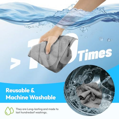 Microfiber Cleaning Cloth, Gray, 12 Pack, 12" x 12" - color: Gray
