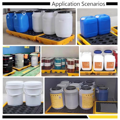 Spill Containment Tray with Drain, Anti-Leak Plastic Oil Tank Spill-Proof Pallet, Industrial Oil Drum Modular Platform,26.4 x 26.4 x 5.9in,1 Drum,2 Pcs - color: 2 Piece, size: 1 Drum