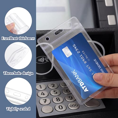200 Pack Vertical Id Badge Holders, Clear Waterproof PVC, Resealable - size: 200 Pack Vertical Badge Holders