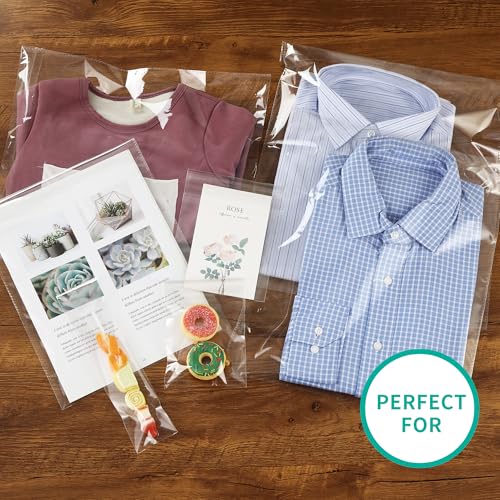 iMailer - 500 Pack - 11" x 14" Self Sealing Cellophane Bags- Large Clear Cello Plastic Poly Bags for Prints, Photos, Documents, Clothing, T-Shirt - size: 11x14 Inch (Pack of 500)